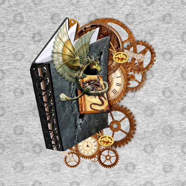 Steampunk-Art Dragon storybook & wheels shirt by Nadine8May